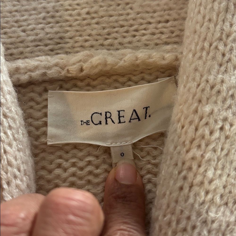 THE GREAT. Cream Cardigan with Red Heart Accents - Picture 16 of 16